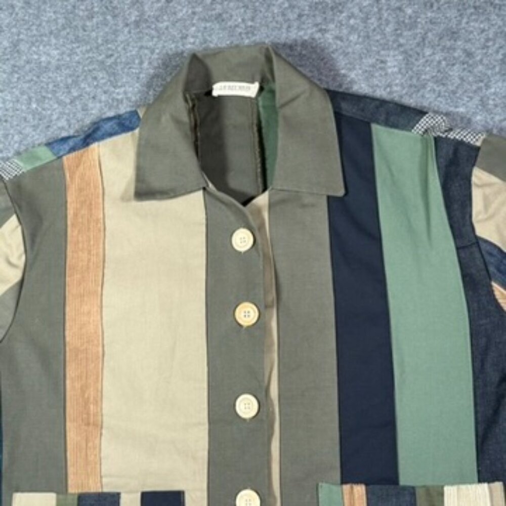 La Reunion Jacket Patchwork Stripe Boho Mixed Mat… - image 5